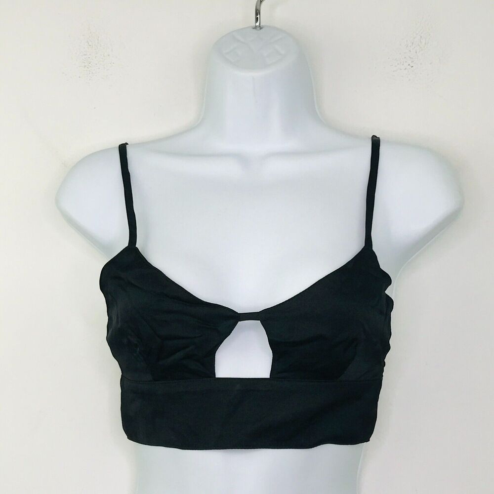Olivaceous Women's Small Bralette Black Solid Keyhole Unpadded Wireless NWT CC20